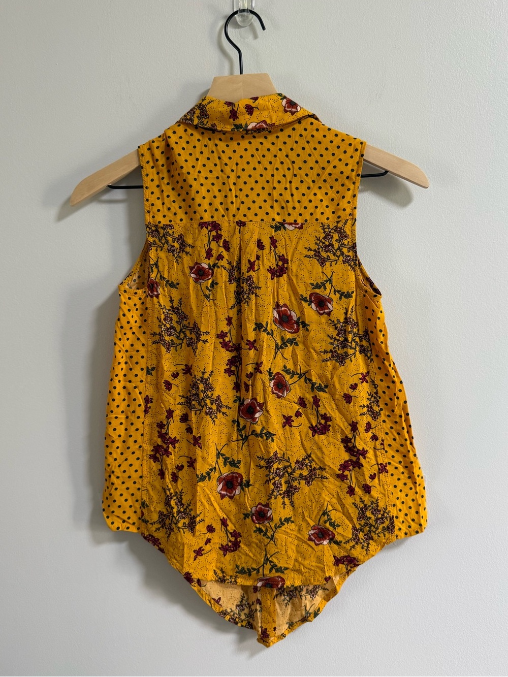 No Boundaries Mustard Floral Tie-Front Camisole - Picture 6 of 6